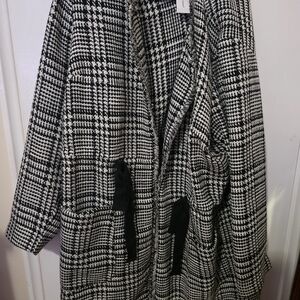 Lane Bryant Houndstooth Trench Coat with Black Accents